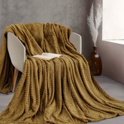 Κουβέρτα Fleece Υπέρδιπλη Soft Blanket Harmonie Gold Jacquard Rythmos (220x240) 1Τεμ