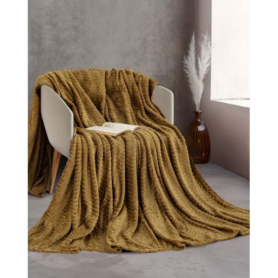 Κουβέρτα Fleece Υπέρδιπλη Soft Blanket Harmonie Gold Jacquard Rythmos (220x240) 1Τεμ
