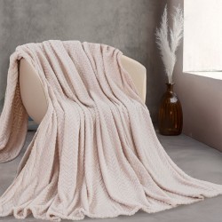 Κουβέρτα Fleece Υπέρδιπλη Soft Blanket Harmonie Beige Jacquard Rythmos (220x240) 1Τεμ