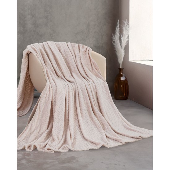 Κουβέρτα Fleece Υπέρδιπλη Soft Blanket Harmonie Beige Jacquard Rythmos (220x240) 1Τεμ