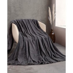 Κουβέρτα Fleece Υπέρδιπλη Soft Blanket Harmonie Anthraki Jacquard Rythmos (220x240) 1Τεμ