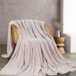 Κουβέρτα Fleece Με Sherpa Υπέρδιπλη Soft Blanket Jollein Beige Jacquard Rythmos (220x240) 1Τεμ