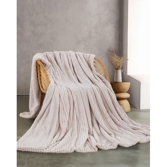 Κουβέρτα Fleece Με Sherpa Υπέρδιπλη Soft Blanket Jollein Beige Jacquard Rythmos (220x240) 1Τεμ