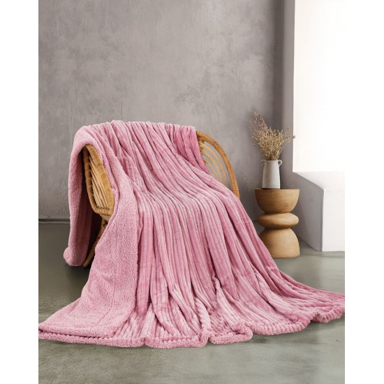Κουβέρτα Fleece Με Sherpa Υπέρδιπλη Soft Blanket Jollein Pink Jacquard Rythmos (220x240) 1Τεμ