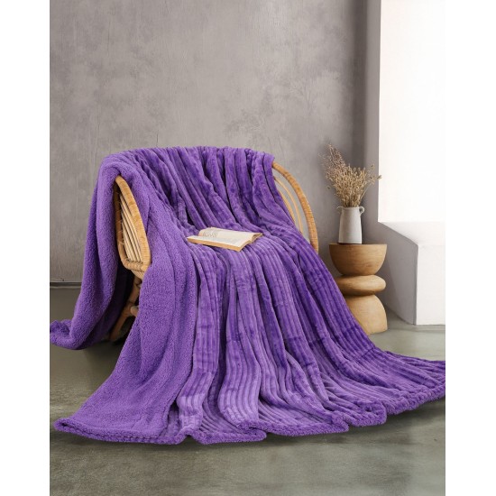 Κουβέρτα Fleece Με Sherpa Υπέρδιπλη Soft Blanket Jollein Mauve Jacquard Rythmos (220x240) 1Τεμ