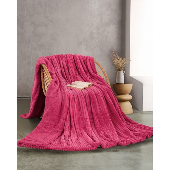 Κουβέρτα Fleece Με Sherpa Υπέρδιπλη Soft Blanket Jollein Fuchsia Jacquard Rythmos (220x240) 1Τεμ