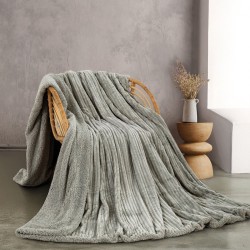 Κουβέρτα Fleece Με Sherpa Υπέρδιπλη Soft Blanket Jollein Grey Jacquard Rythmos (220x240) 1Τεμ