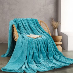Κουβέρτα Fleece Με Sherpa Υπέρδιπλη Soft Blanket Jollein Turquoise Jacquard Rythmos (220x240) 1Τεμ
