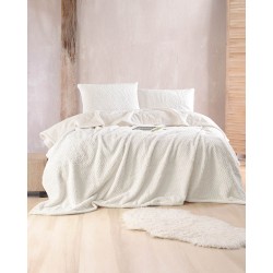 Κουβέρτα Fleece Με Sherpa Υπέρδιπλη Bliss White Jacquard Rabbit Fur Rythmos (220x240) 3Τεμ