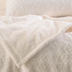 Κουβέρτα Fleece Με Sherpa Υπέρδιπλη Bliss White Jacquard Rabbit Fur Rythmos (220x240) 3Τεμ