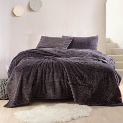 Κουβέρτα Fleece Με Sherpa Υπέρδιπλη Bliss Grey Jacquard Rabbit Fur Rythmos (220x240) 3Τεμ