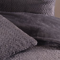 Κουβέρτα Fleece Με Sherpa Υπέρδιπλη Bliss Grey Jacquard Rabbit Fur Rythmos (220x240) 3Τεμ