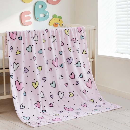 Κουβέρτα Fleece Αγκαλιάς Newborn Happy Hearts Rythmos (80x110) 1Τεμ