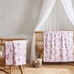 Κουβέρτα Fleece Αγκαλιάς Newborn Happy Hearts Rythmos (80x110) 1Τεμ