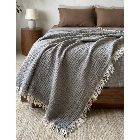 Κουβέρτα Μουσελίνα Υπέρδιπλη Blanket Aether Grey Rythmos (240x260) 1Τεμ