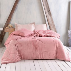 Κουβερτοπάπλωμα Με Sherpa Γούνινο Υπέρδιπλο Titly Pink Jacqaurd Flannel Rythmos (220x240) 1Τεμ