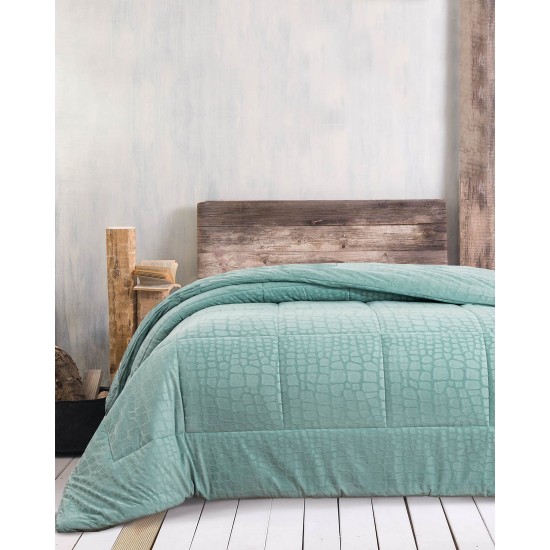 Κουβερτοπάπλωμα Υπέρδιπλο Velvet Croco Aqua Rythmos (220x240) 1Τεμ