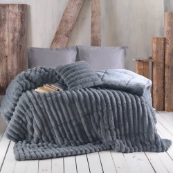 Κουβερτοπάπλωμα Διπλής Όψης Μονό Soft Duvet Trinity Dark Grey Rythmos (160x220) 1Τεμ