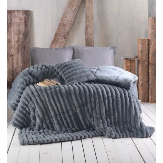 Κουβερτοπάπλωμα Διπλής Όψης Μονό Soft Duvet Trinity Dark Grey Rythmos (160x220) 1Τεμ