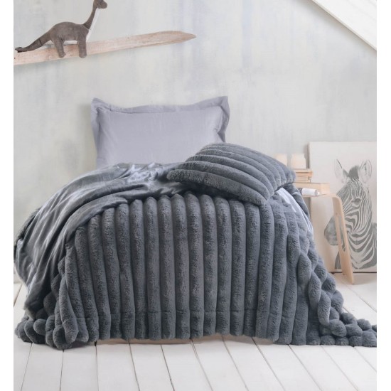 Κουβερτοπάπλωμα Διπλής Όψης Μονό Soft Duvet Trinity Dark Grey Rythmos (160x220) 1Τεμ