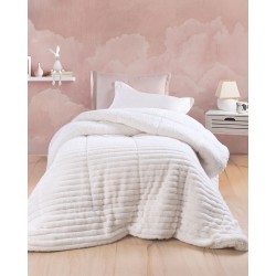 Κουβερτοπάπλωμα Γούνινο Μονό Διπλής Όψεως Μονό Butter White Με Sherpa Rythmos (160x220) 1Τεμ