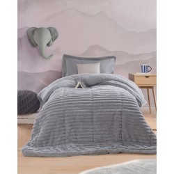 Κουβερτοπάπλωμα Γούνινο Μονό Διπλής Όψεως Μονό Butter L.Grey Με Sherpa Rythmos (160x220) 1Τεμ