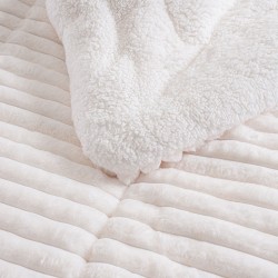 Κουβερτοπάπλωμα Γούνινο Μονό Διπλής Όψεως Υπέρδιπλο Butter White Με Sherpa Rythmos (220x240) 1Τεμ