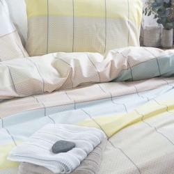 Σεντόνια Μονά Σετ Next Colette Yellow-L.Blue Polycotton Rythmos (105x205+30 ) Με Λάστιχο 3Τεμ