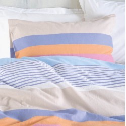 Σεντόνια Φανελένια Υπέρδιπλα Σετ Flannel Jesse Blue Cotton Rythmos (165x205+25 ) Με Λάστιχο 4Τεμ