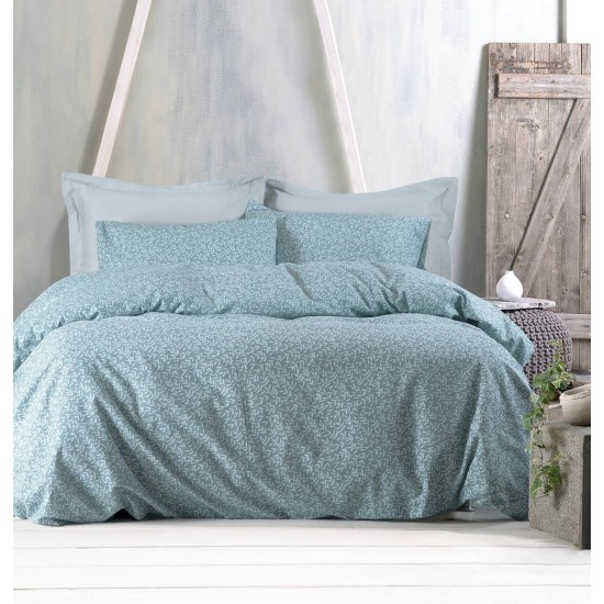 Σεντόνια Φανελένια Μονά Σετ Flannel Melrose Green Cotton Rythmos (105x205+25 ) Με Λάστιχο 3Τεμ