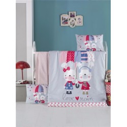 Παπλωματοθήκη Βρεφική Κούνιας Σετ Bebe Love Rain Cotton Rythmos (100x150) 2Τεμ