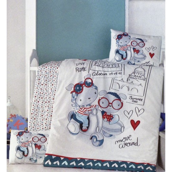 Παπλωματοθήκη Βρεφική Κούνιας Σετ Bebe Travel Cotton Rythmos (100x150) 2Τεμ