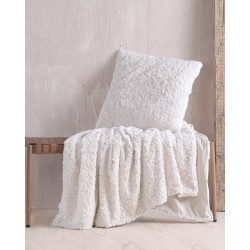 Κουβέρτα Fleece Καναπέ Snug White Jacquard Rabbit Eco Fur Rythmos (140x170) 1Τεμ