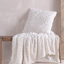 Κουβέρτα Fleece Καναπέ Snug White Jacquard Rabbit Eco Fur Rythmos (140x170) 1Τεμ