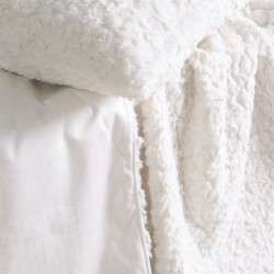 Κουβέρτα Fleece Καναπέ Snug White Jacquard Rabbit Eco Fur Rythmos (140x170) 1Τεμ