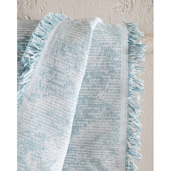 Ριχτάρι Τριθέσιου Living Room Peony L.Blue Jacquard Rythmos (180x280) 1Τεμ