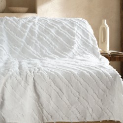Ριχτάρι Τριθέσιου Living Room Gath White Jacquard Chenille Rythmos (180x280) 1Τεμ