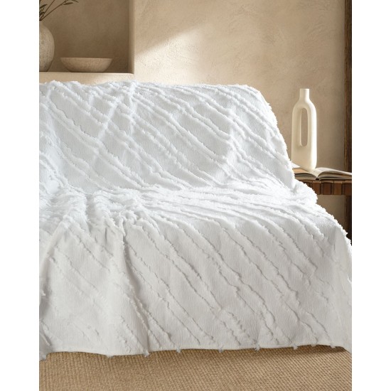 Ριχτάρι Διθέσιου Living Room Gath White Jacquard Chenille Rythmos (180x240) 1Τεμ