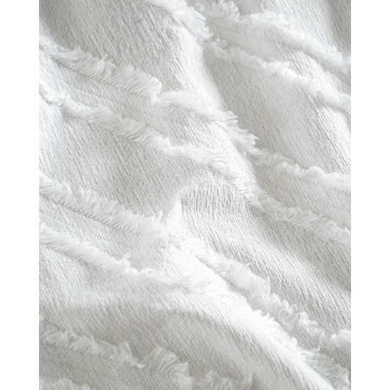 Ριχτάρι Διθέσιου Living Room Gath White Jacquard Chenille Rythmos (180x240) 1Τεμ