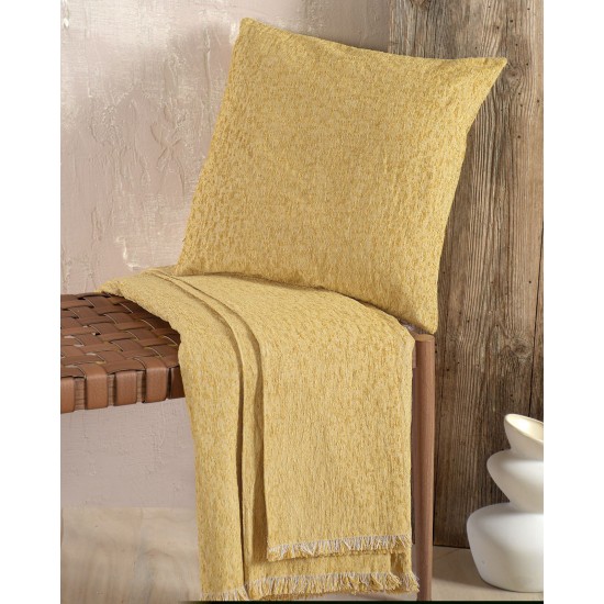 Ριχτάρι Τριθέσιου Living Room Gozzi Mustard Jacquard Chenille Rythmos (180x280) 1Τεμ