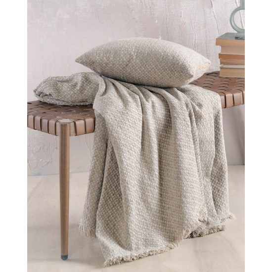 Ριχτάρι Πολυθρόνας Chinille Editor Beige Jacquard Rythmos (160x180) 1Τεμ