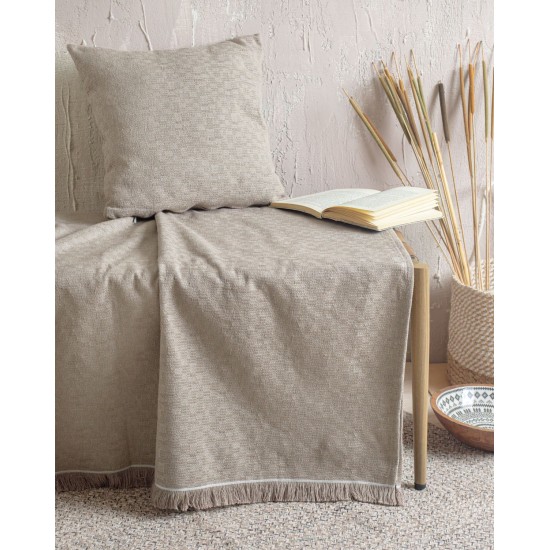 Ριχτάρι Τριθέσιου Living Room Ermis Beige Jacquard Rythmos (180x280) 1Τεμ