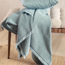 Διακοσμητική Μαξιλαροθήκη Living Room Kesley Blue Jacquard Rythmos (40x40) 1Τεμ