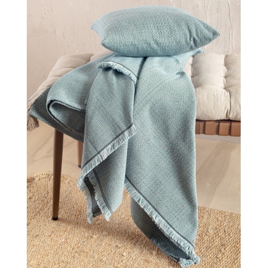 Ριχτάρι Τριθέσιου Living Room Kesley Blue Jacquard Rythmos (180x280) 1Τεμ