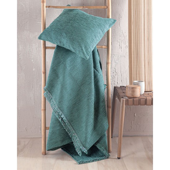 Ριχτάρι Πολυθρόνας Chinille Simplin Petrol Jacquard Rythmos (160x180) 1Τεμ