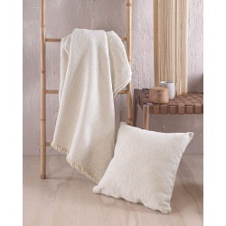 Ριχτάρι Πολυθρόνας Chinille Simplin Ecru Jacquard Rythmos (160x180) 1Τεμ