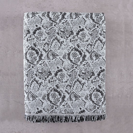 Ριχτάρι Τριθέσιου Chinille Snake Grey Jacquard Rythmos (180x330) 1Τεμ