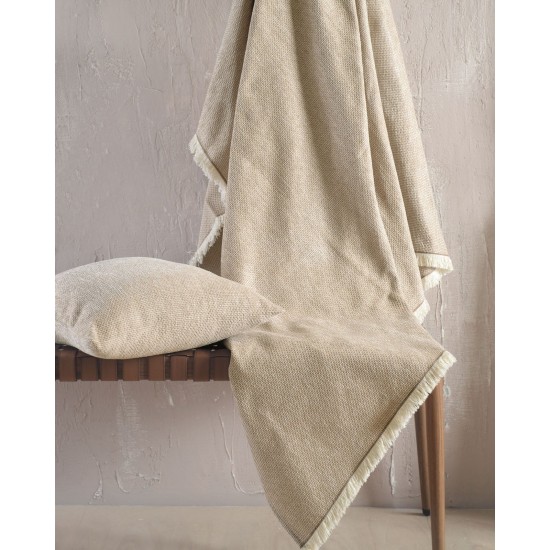 Ριχτάρι Τριθέσιου Living Room Calhua Beige Jacquard Chenille Rythmos (180x280) 1Τεμ