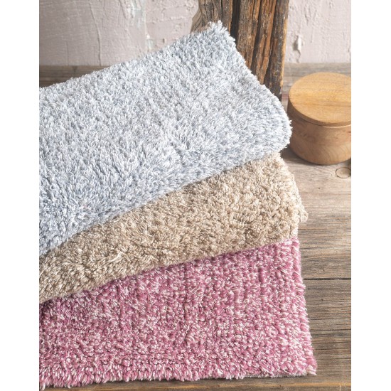 Πατάκι Μπάνιου Floor Rugs Gaia Pink-White Cotton Rythmos (50x80) 1Τεμ