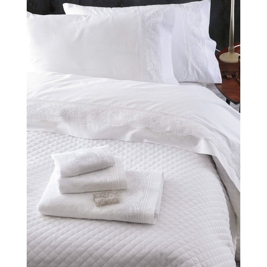 Σεντόνια Υπέρδιπλα Σετ Wedding Collection Shiraz White Cotton Rythmos (230x260) 4Τεμ